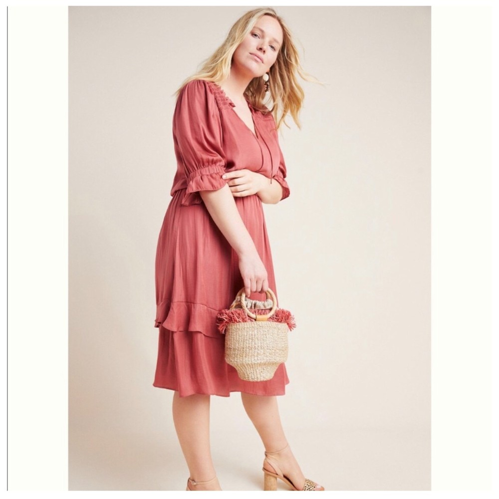 Anthropologie Pink Midi Dress